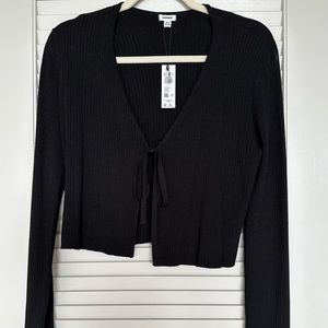 Garage Long Sleeve Lightweight Sweater Cardigan with Self Tie